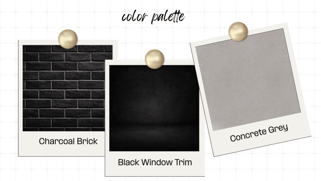 3 Polaroid photos of the types and colors of materials to be used in the Neptune Flood headquarters project. 